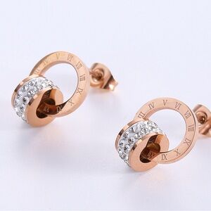Elegant Rose Gold Earrings with Crystal Accents